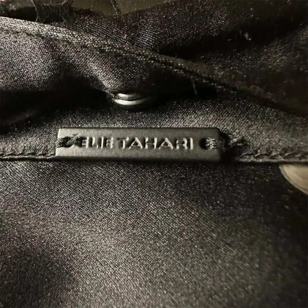 Elie Tahari Women's XS Black Martha Velvet Burnout Button Down Blouse - Picture 7 of 10